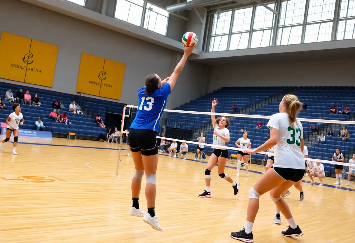 Players from WKU Volleyball team in action during a match