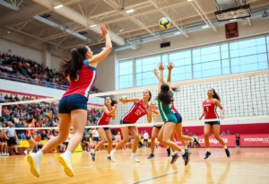 WKU women's volleyball team competing during a match