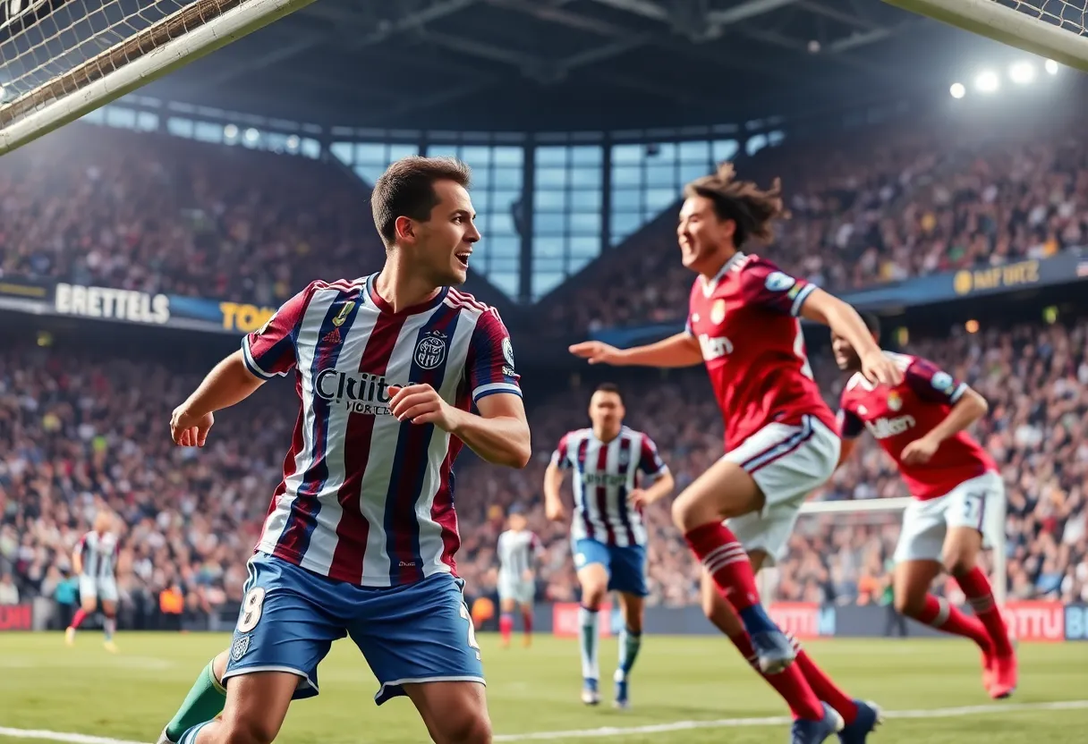 WKU women's soccer team celebrating a goal during a match.