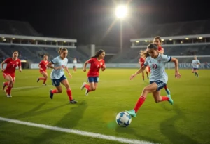 WKU women's soccer team playing during a match
